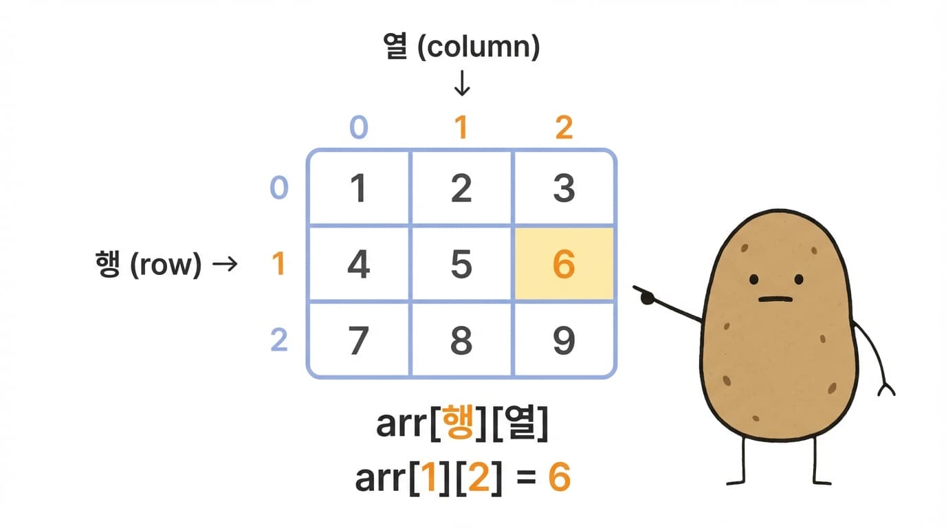 2차원 배열의 행과 열