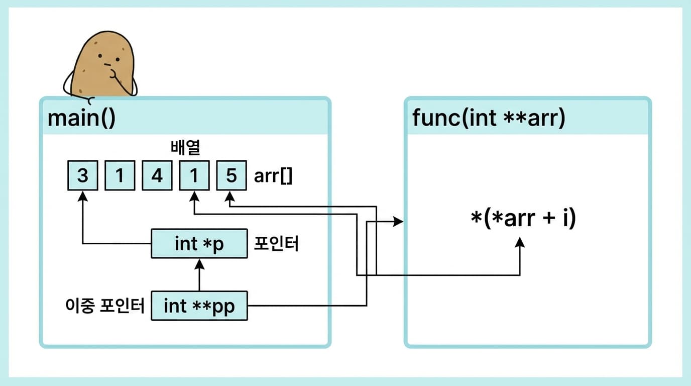 함수 매개변수로 이중 포인터 전달