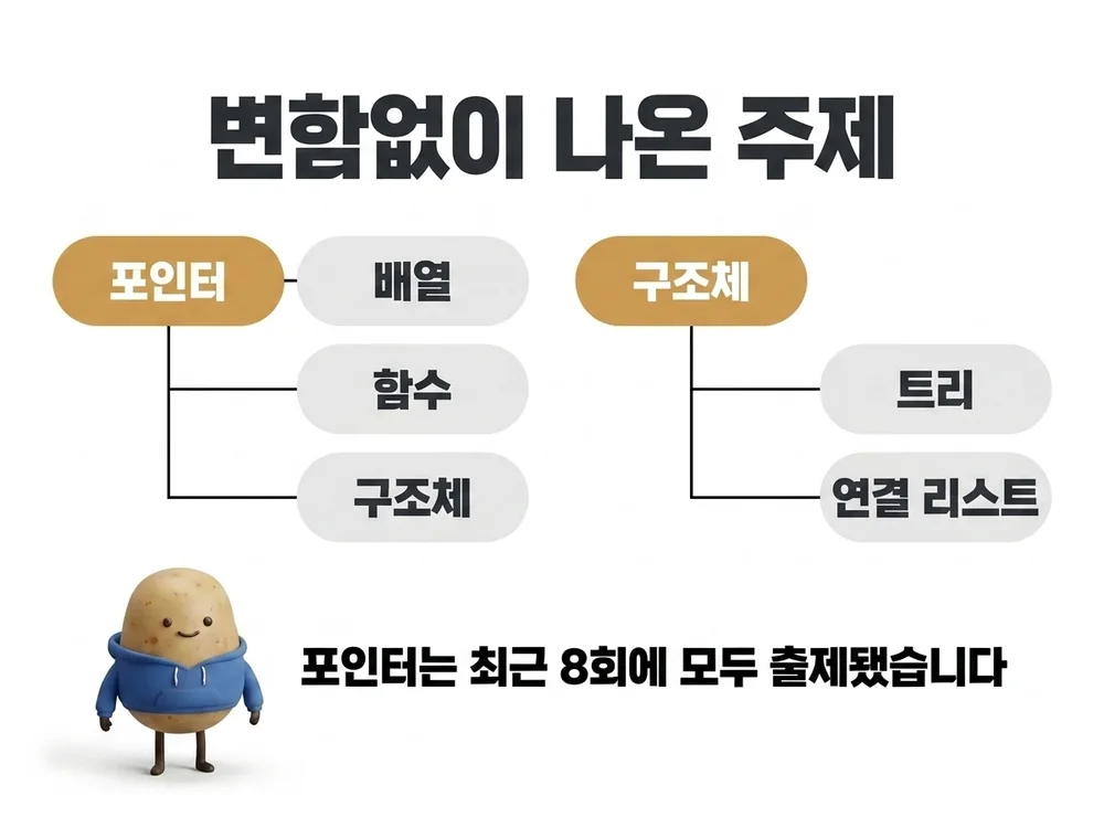 C언어에서 반복 출제된 포인터와 구조체, 그리고 결합되는 주제