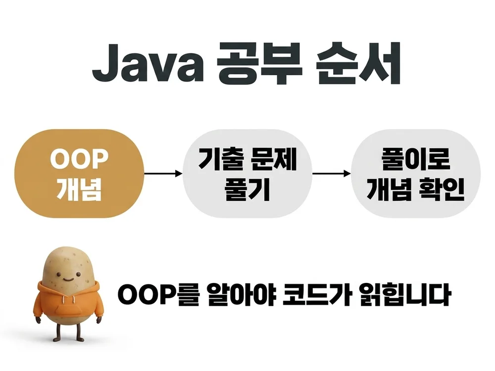 Java 공부 순서 - OOP 개념에서 기출 문제, 풀이로 개념 확인까지