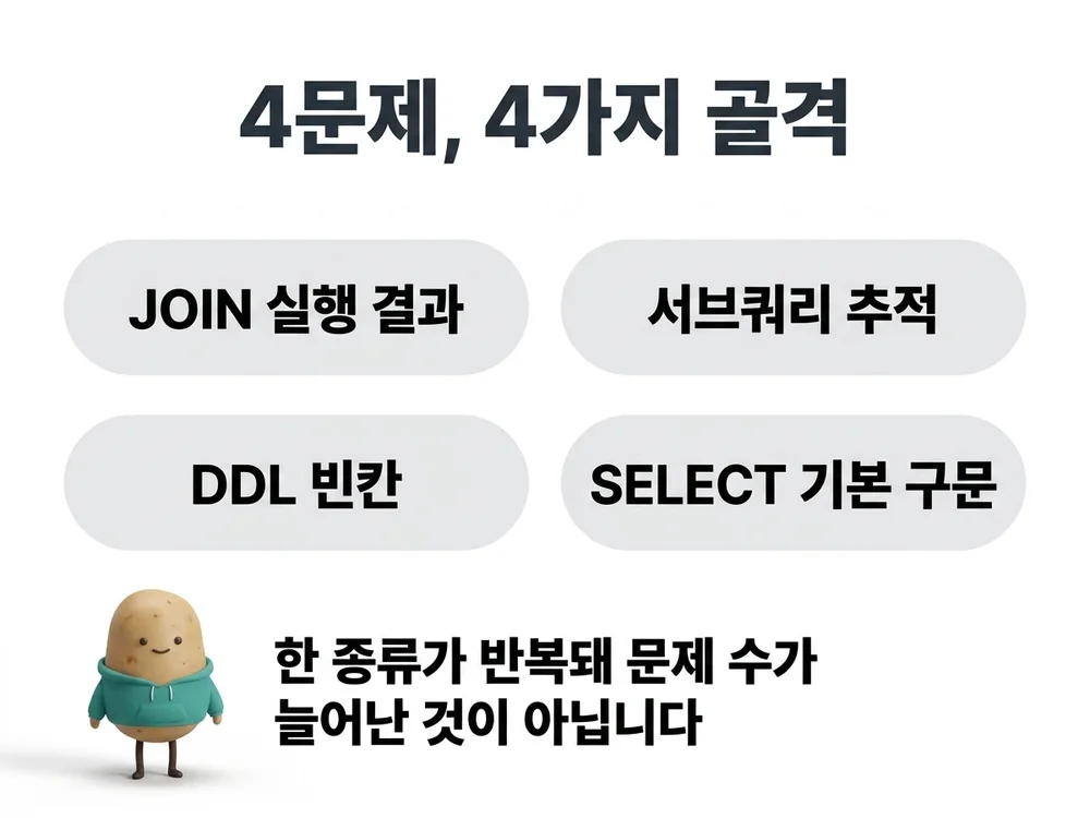 2026년 2회 SQL 네 문제의 서로 다른 문장 골격