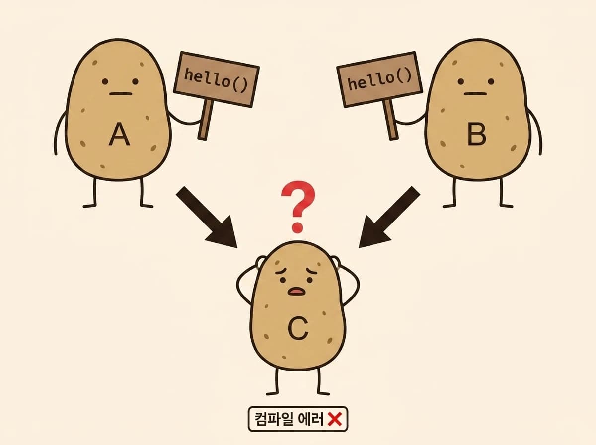 다중 인터페이스 default 메서드 충돌 시각화