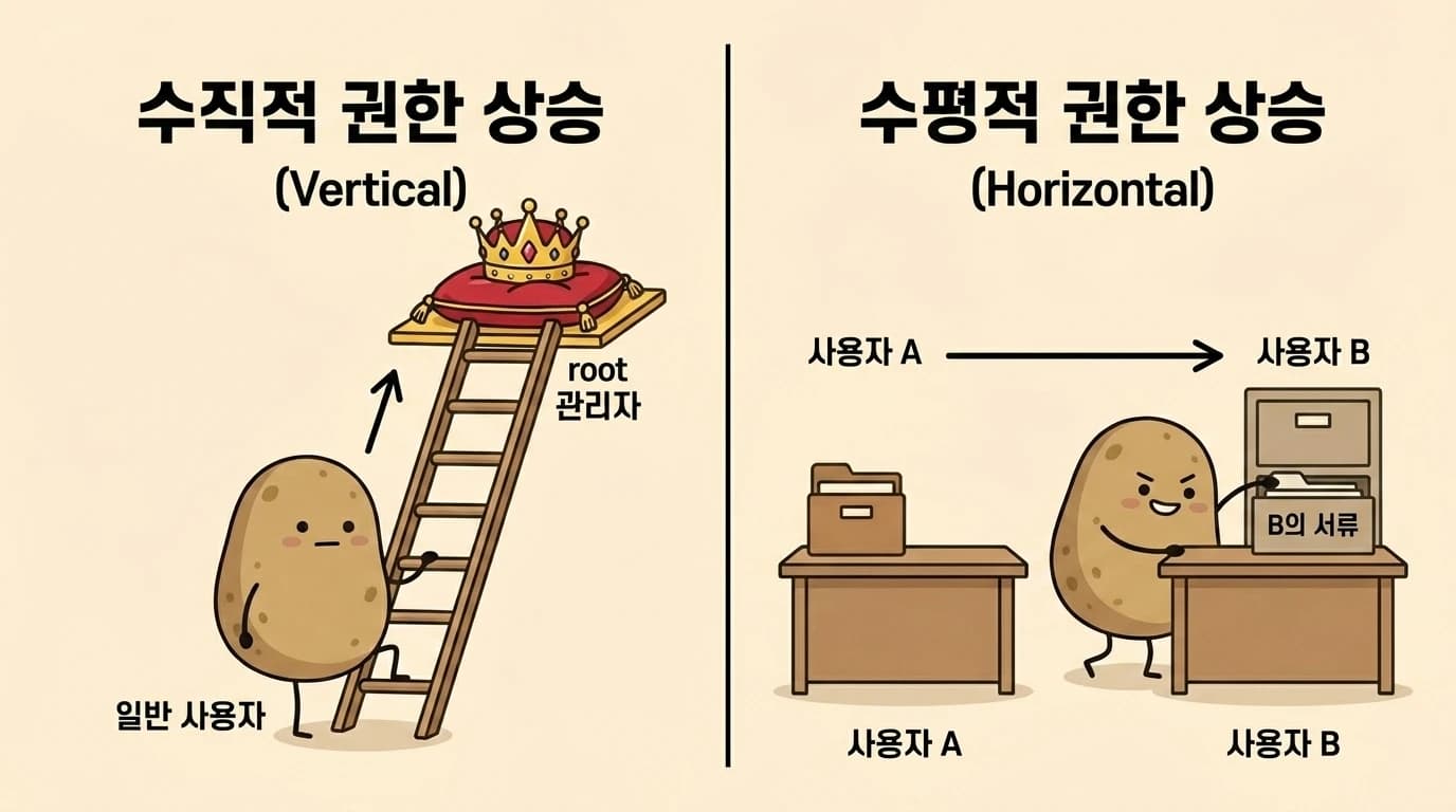 좌우로 비교한 수직적·수평적 권한 상승