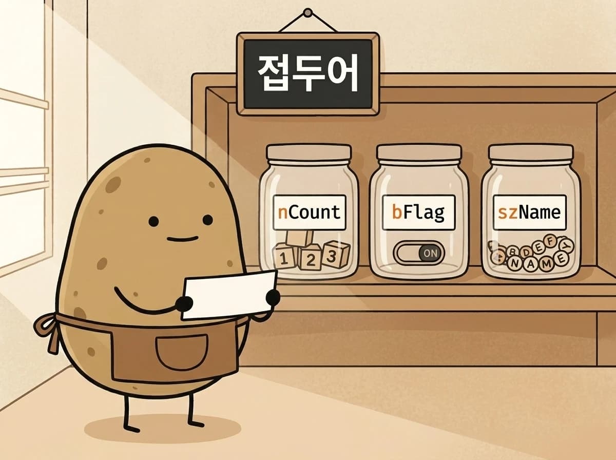 자료형 접두어 라벨을 붙이는 감자