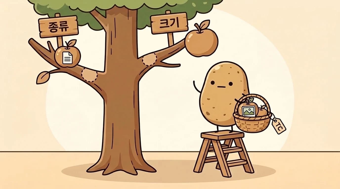 종류·크기 가지에서 열매를 하나씩 따서 TC 바구니에 담는 감자